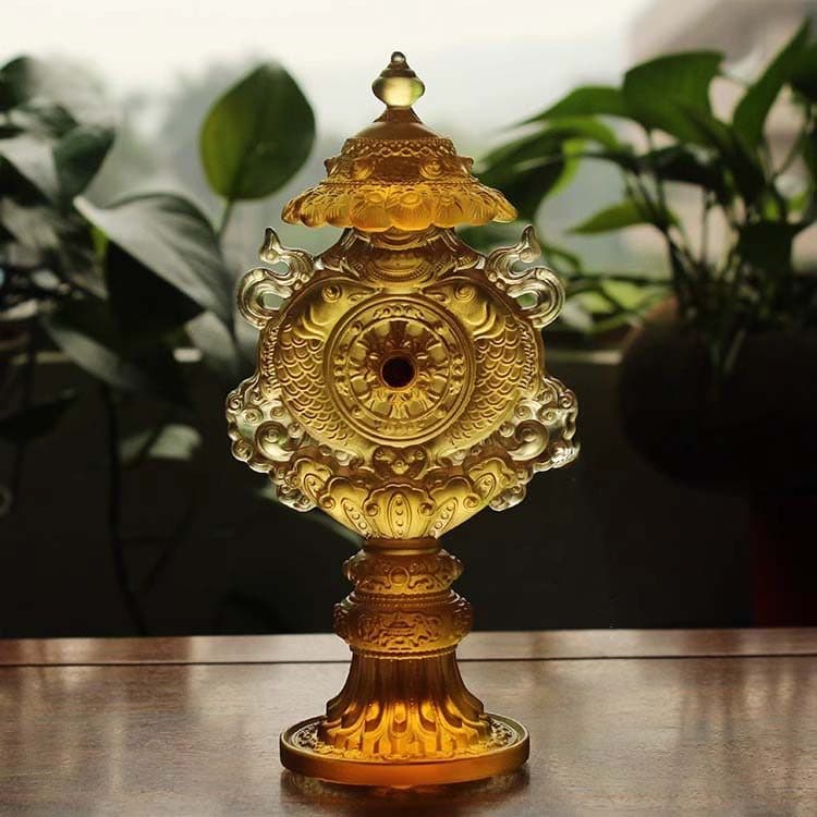 Zen Yue Arte Budista Suprimentos Tibetanos Esmalte Oito Coleção Auspiciosa Ferramentas Dharma Intensivas Enfeites Domést
