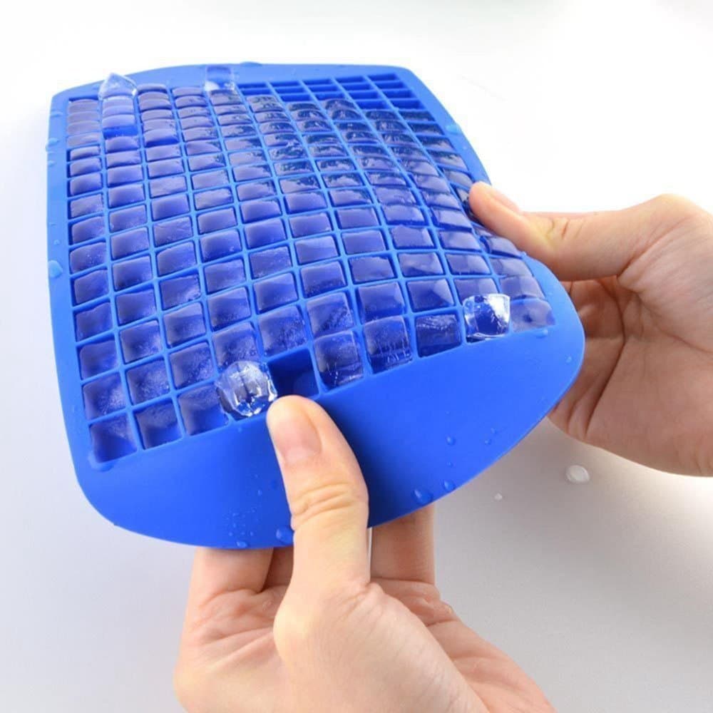 Em estoque: Forma de gelo de silicone com 160 células, forma de gelo em cubos pequenos de 1cm, forma de gelo picado 4QKC