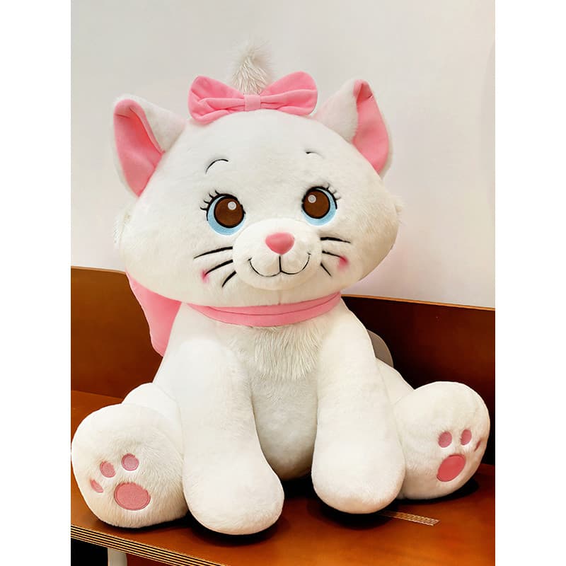 Desenhos animados sentado postura cura gato boneca brinquedo de pelúcia branco gatinho boneca travesseiro enviar menina