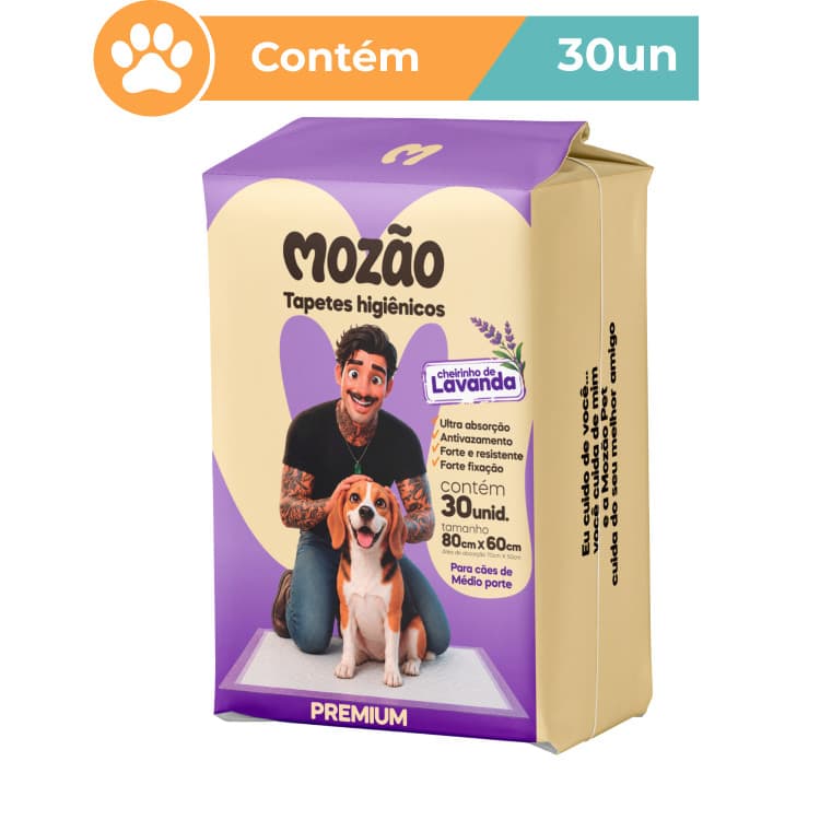 Tapete Higiênico Mozão Premium Lavanda Cães 80x60 30un