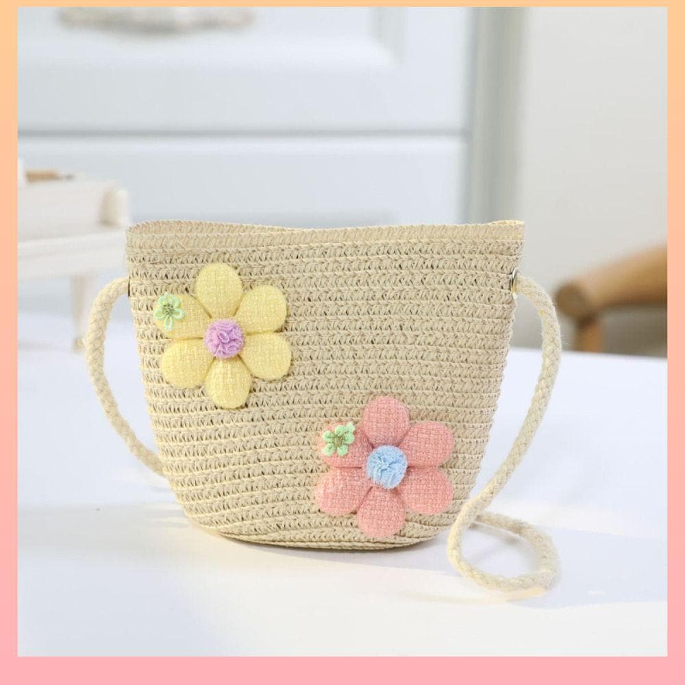 Bolsas Mensageiro Infantis , Bolsa De Moedas , Adereços Para Fotos Palha De Flores Meninas Crossbody Tecida Art