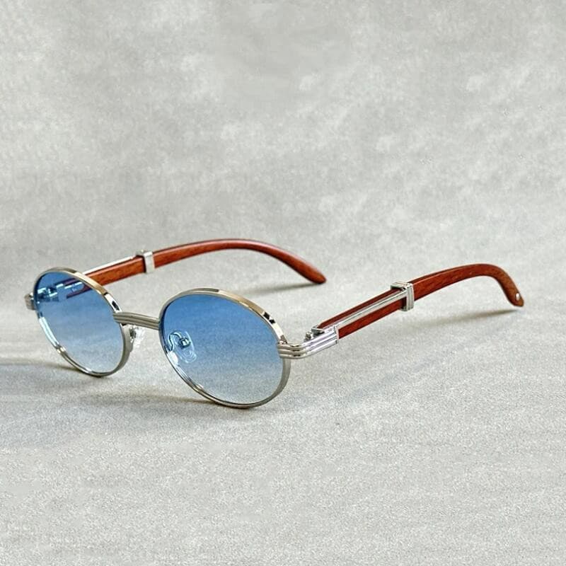 Óculos de Sol Unissex de Madeira Oval, Design de Moda 2024, Lentes Vintage Luxuosas, Óculos de Sol Femininos 46JH