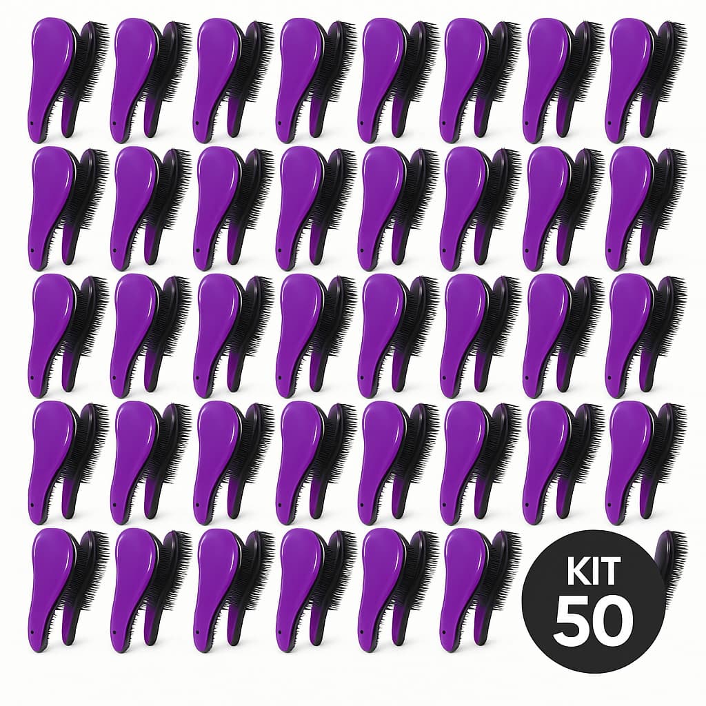 Escova de Cabelo Mágica Desembaraçadora Anti Frizz - Kit 50 Unidades