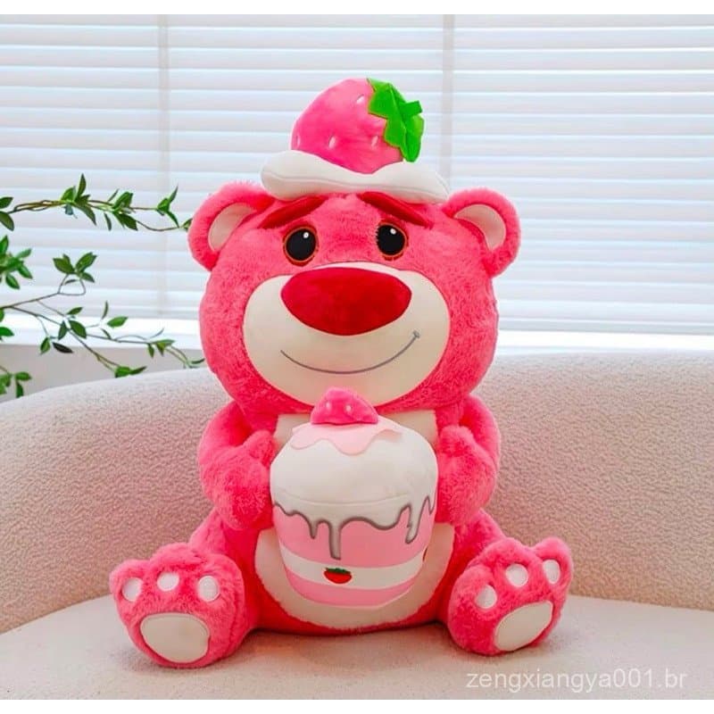 Pelúcia Lotso Urso Rosa 42cm Super Macio Decoração Quarto Presente - Envio Imediato