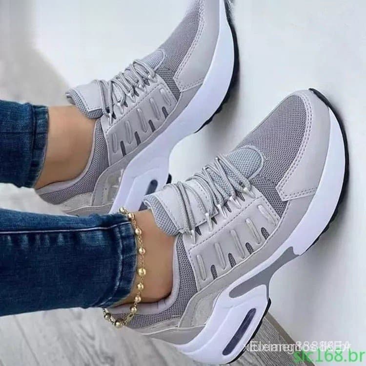 Tênis esportivo de salto plataforma, envio rápido, modelo novo e moderno de 2025, tênis casual feminino de tamanho grand