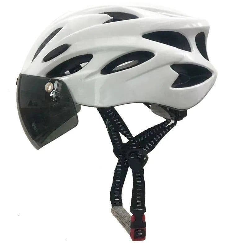 Capacete de ciclismo lente magnética destacável masculino feminino azul capacete leve respirável óculos de bicicleta2025