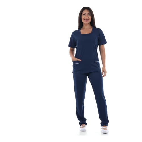 Uniforme Para Doméstica Conjunto de Calça e Jaleco  Helanca Elástico Se molda ao corpo Copa Limpeza