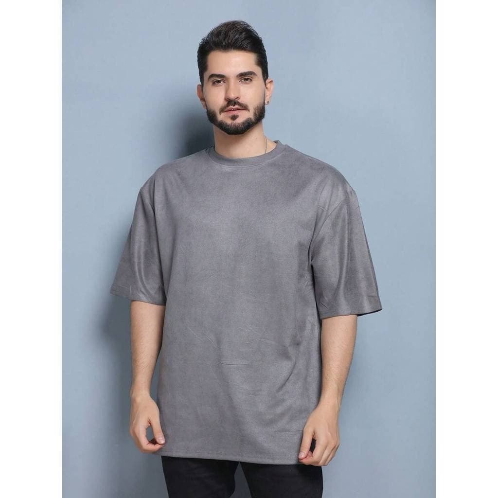 Camiseta De Camurça Com Estampa Camiseta Masculina Over Size Homens Bordado de Letra Camiseta Ombro Caído