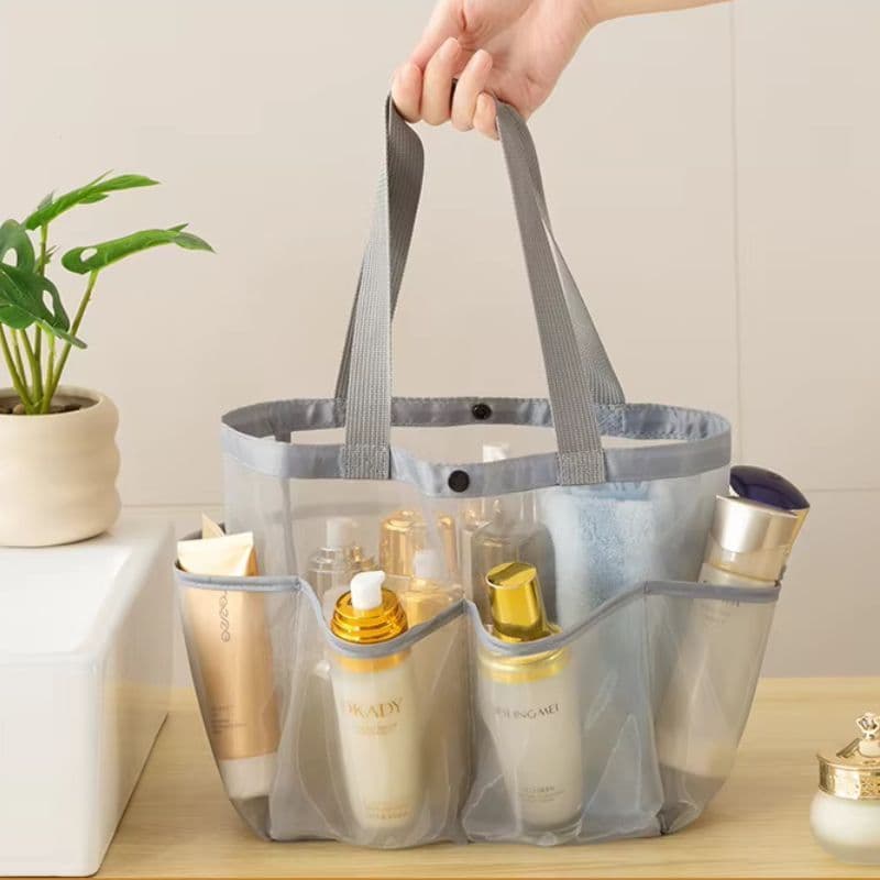 Bolosa de Nylon Transparente com 8 Divisorias para Praia/Viagem