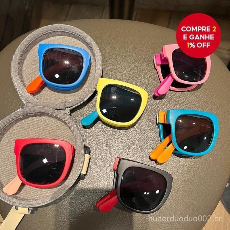 Novos Óculos de Sol Coloridos e Dobráveis para Crianças com Proteção UV - Óculos Portáteis para Meninos e Meninas