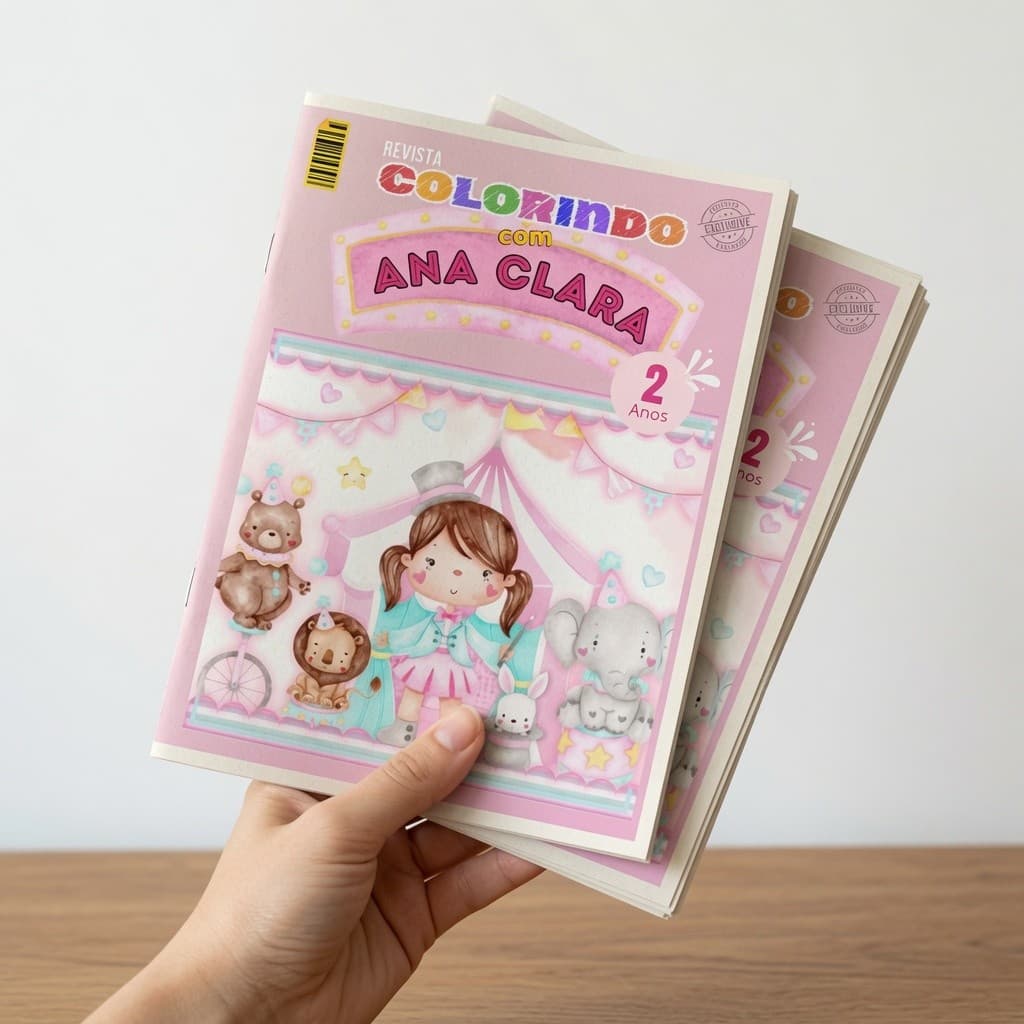 Kit Revistinha Livro de Colorir Infantil Festa Lembrancinha Prenda PERSONALIZADO - DESENHO - CIRCO ROSA MENINA livrinho