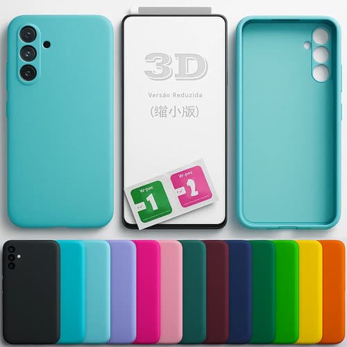 Película 3d + Capa Silicone Veludo Para Galaxy A35 5g A356e
