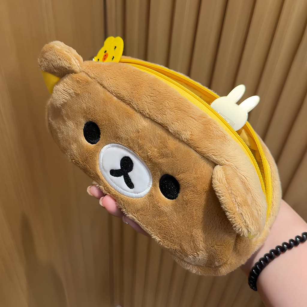 Rilakkuma Estojo de lápis de alto valor estilo ins de grande capacidade estudante do ensino médio feminino bolsa de pape