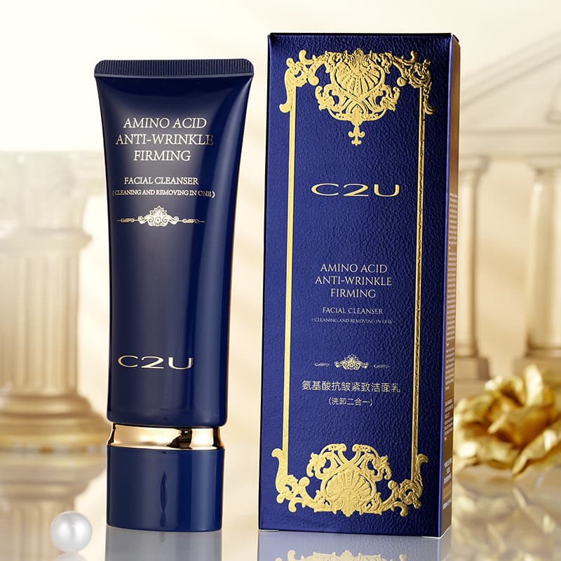 C2U Aminoácido Anti-Rugas Firmador Limpador Facial Limpeza em Um Taro Snappeptídeo Limpeza Espuma Hidratante c2u Facial