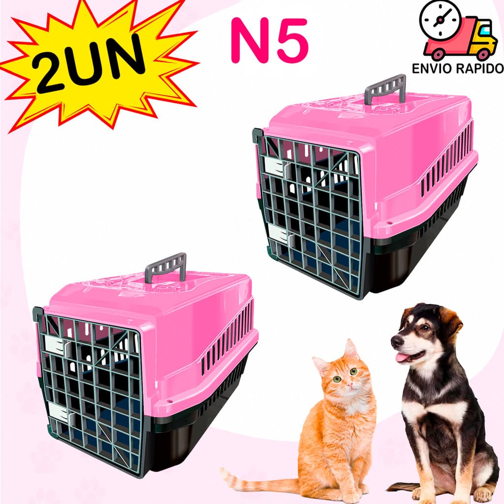 Caixa De Transporte Transportadora Para Cães Gatos Cachorros Pet Confortável 2 Unidades N5