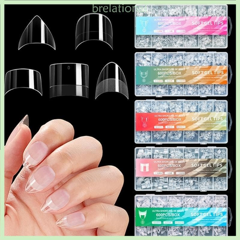 R 600 Peças Curtas Capa Pontas Unhas Falsas Para Rápidas E Elegantes