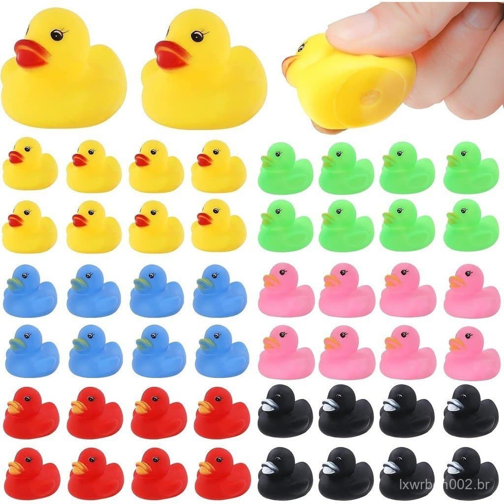 30/50PCS Brinquedos De Banho De Pato De Borracha Mini Patos A Granel Para Crianças Ducha De Bebê Decorações Festa De Ani