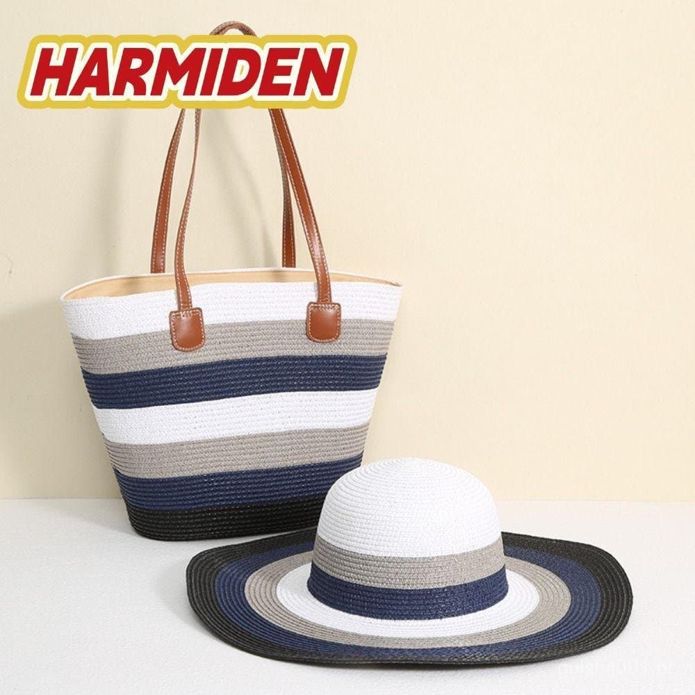 Bolsa Tote MIOSHOP , De Ombro Quadrada Listrada , Palha Da Moda , Grande Capacidade , Zíper , Chapéu Tecido , Férias