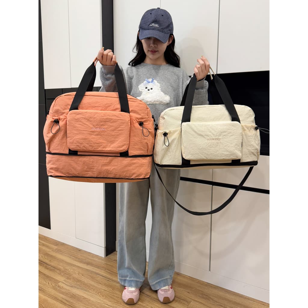 Bolsa de viagem dobrável feminina, moda de curta distância, grande capacidade, viagem de negócios, bagagem de mão, separ