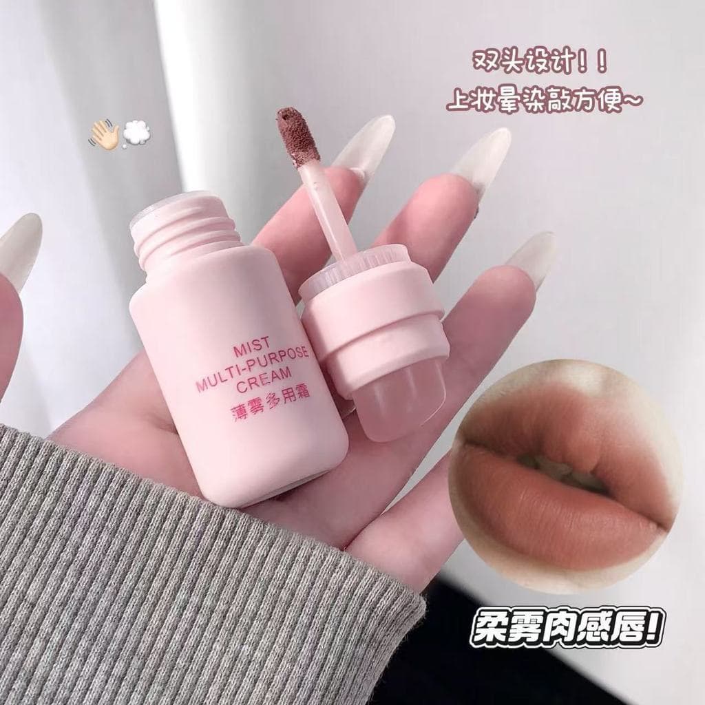 2025 Novo Estilo Água Veludo Multiuso Creme Lip Glaze Matte Batom Blush Iluminador Líquido Lábio Bochecha Copo Antiadere