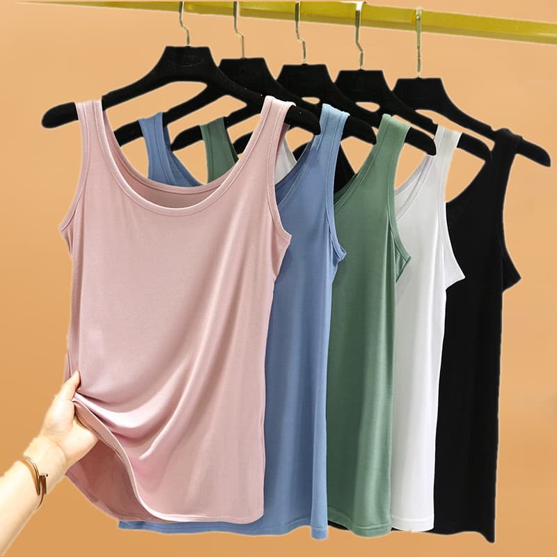 Camisola Anti-reflexo feminina, alça de ombro larga, primavera verão, Modal, manga curta, camisa de fundo interno, aparê