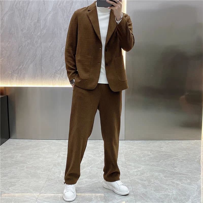 High-End outono novo estilo masculino luz luxo veludo terno terno high Street Designer estilo bonito terno