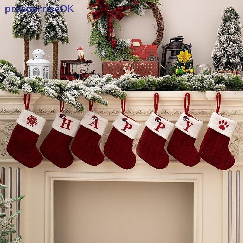 [newpros] Meias De Tricô Com Alfabeto De Natal Enfeites De Árvore Decorações Para Casa 2025 Navidad Noel 2025 Presente [
