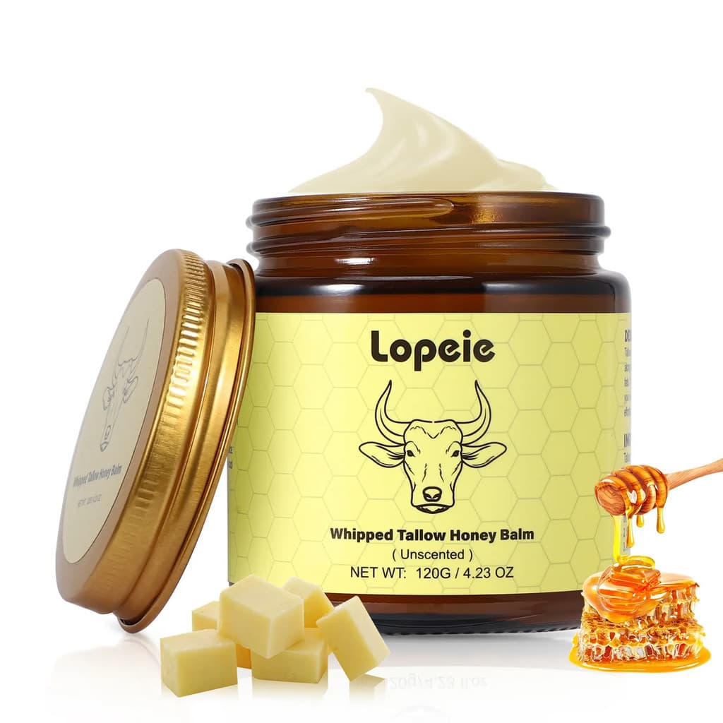 Bálsamo Hidratante de Mel com Sebo de Carne de Gado Alimentado a Pasto Lopey Cream - 4 onças, hidratante e suavizante, f