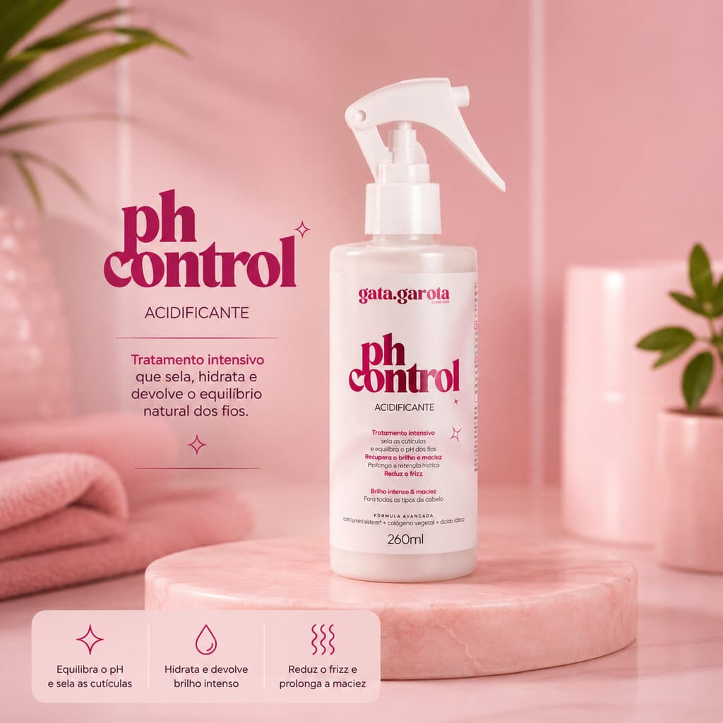 Acidificante PH Control Antifrizz Sela Cutículas Hidratação Tratamento Capilar Gata Garota