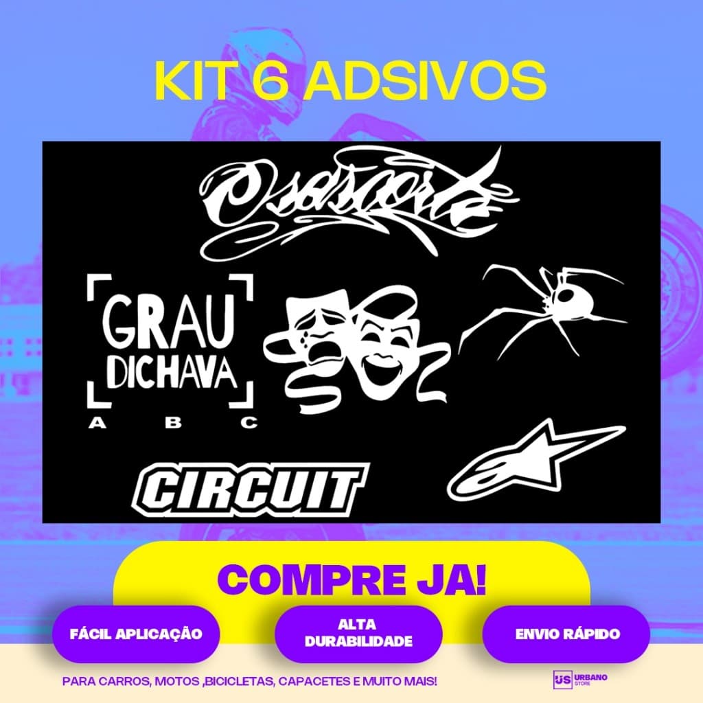 Kit 6 Adesivos Osascorte Grau Dichava Chora Agora Ri Depois Aranha Circuit Alpinestars