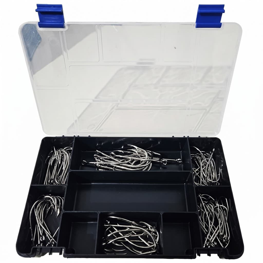 Kit De Anzóis Grande Marine Sports Super Forte Pesca Pesada Premium + Estojo Organizador