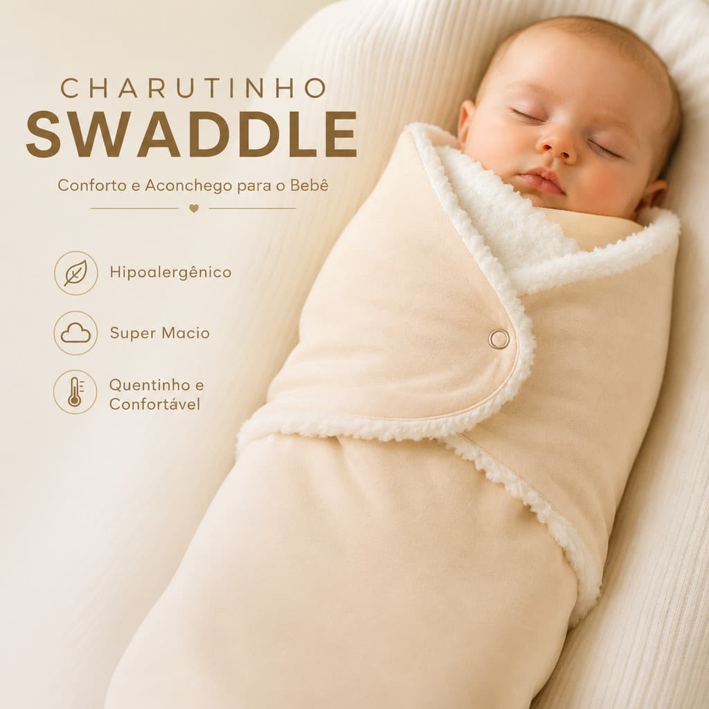 Charutinho Casulo Cueiro Saco de Dormir Swaddle Porta Bebê Hipoalergênico