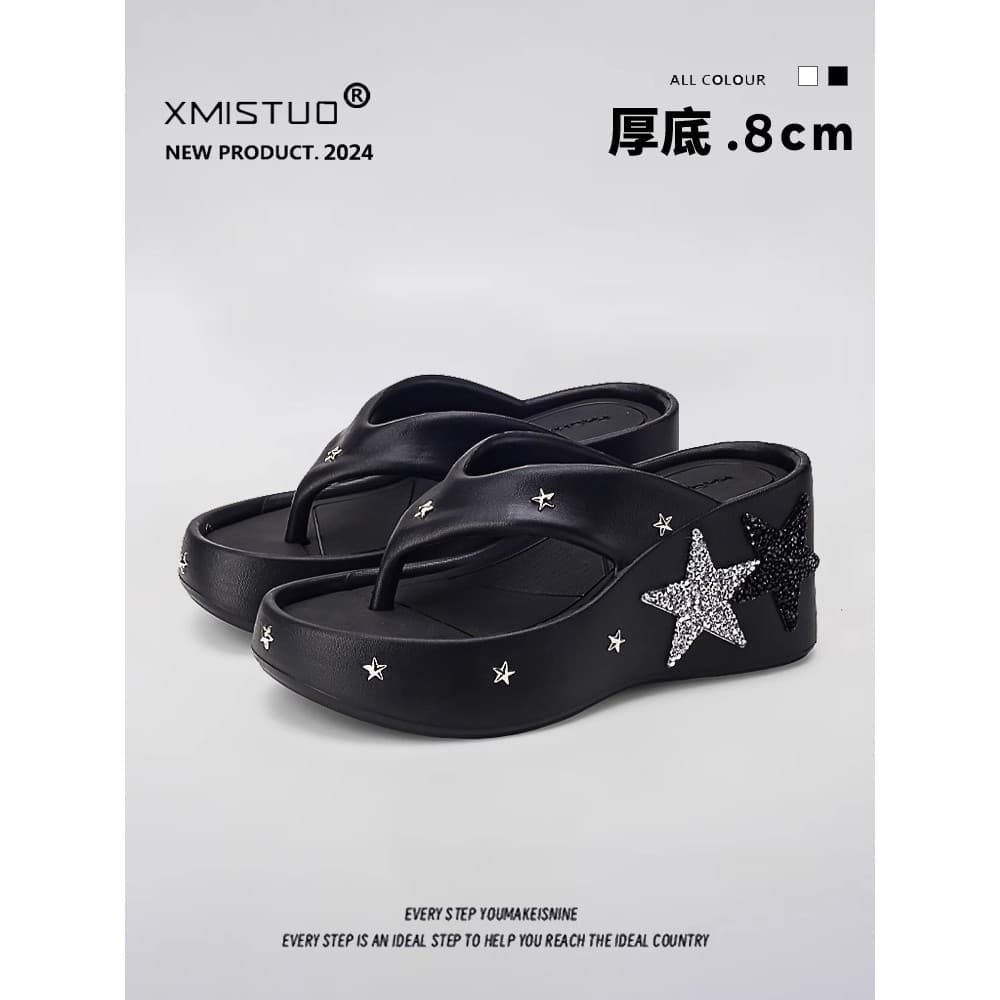 8.0CM chinelos de sola grossa feminino verão exterior usar novo estilo de sola grossa antiderrapante sapatos de praia in