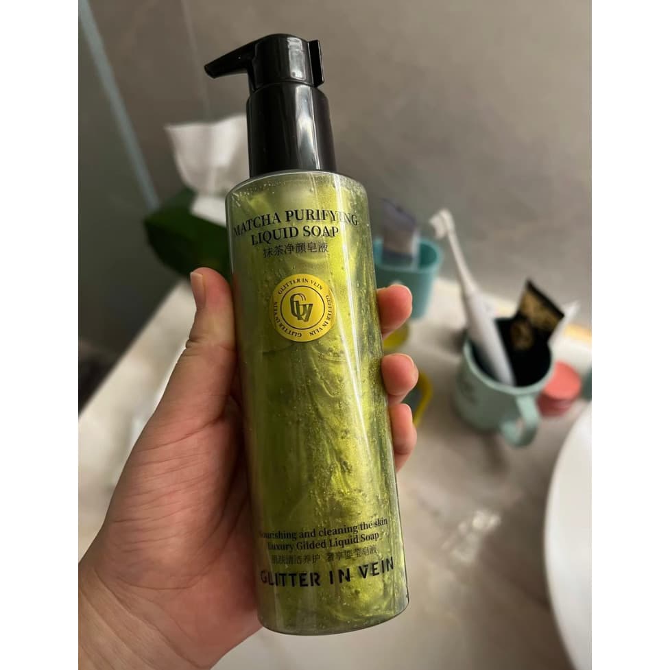 Sabonete de limpeza oficial genuíno GLITTER IN VEIN Matcha 200ml + sabonete verde 110g