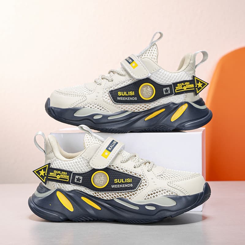 Meninos sapatos primavera outono estilo 2025 novo estilo verão net sapatos único net médio grande crianças malha respirá
