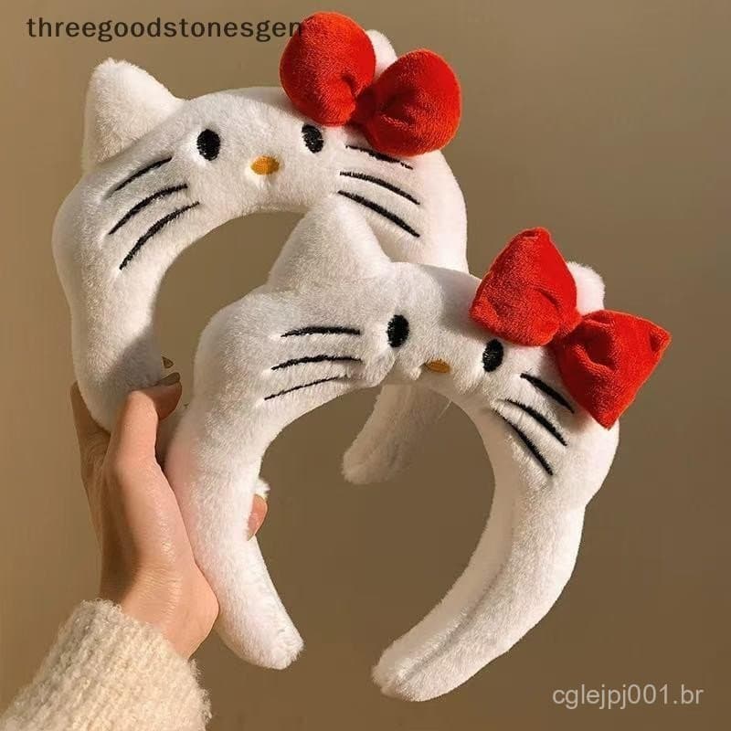 Acessório de Cabelo Kawaii Hello Kitty Pelúcia Anime Sanrio KT Tiara de Gato Ornamento de Cabelo para Meninas Pres DB6L