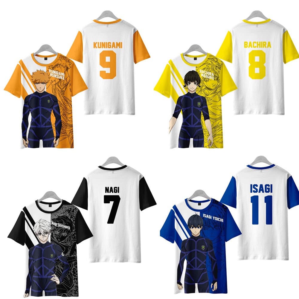 Novo 2026 Azul Bloqueio NAGI Camiseta Para Homem 3D Impresso Feminino O-Pescoço Manga Curta T Meninos Meninas Anime Dos