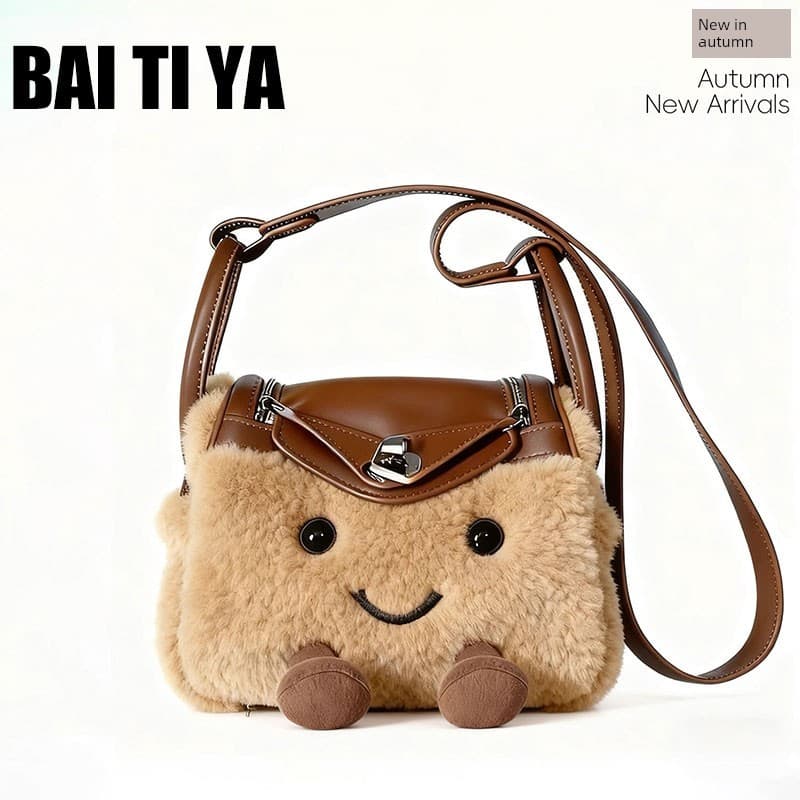 bolsa transversal feminino Bolsa BAI TIYA Nicho Bonito Saco de Travesseiro de Pelúcia Outono Inverno Novo Saco de Boneca