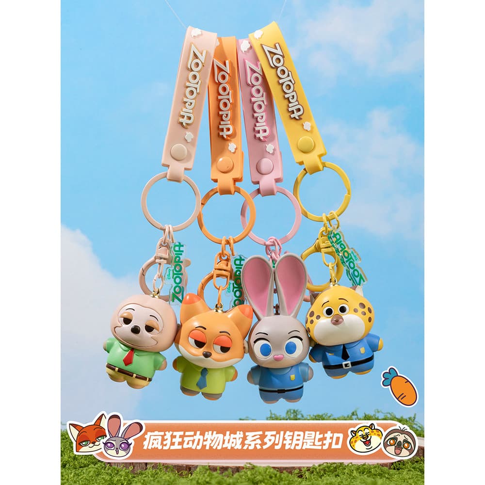 Mescar x Disney Co-Branded Crazy Animal City Judy Nick Chaveiro Boneca Pingente Mochila Pequeno Pingente