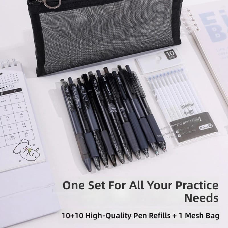 Conjunto De Canetas De Gel Para Escrita De Mesa MR Com Bolsa De Armazenamento Ferramentas De Tinta Retráteis De 0 5 Mm R