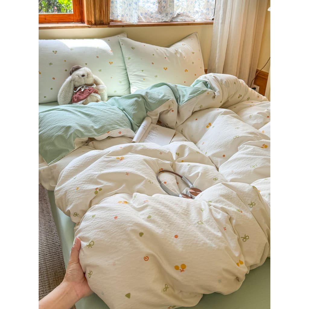 Conjunto de cama classe A de quatro peças Seersucker novo estilo lençol capa de edredão algodão puro dormitório estudant