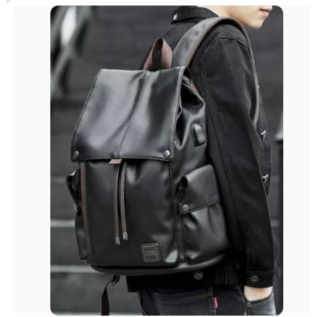 Mochila de couro genuíno masculina moda na moda mochila simples lazer viagem computador saco júnior escola estudante uni