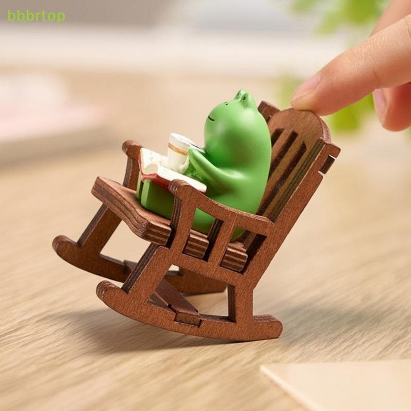bbbrtop Acessório De Resina De Sapo Em Miniatura , Decoração Japonesa Fofa De Cadeira De Roing Para Sala , Escritório ,