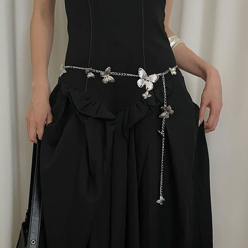 Retro estilo boêmio prata borboleta cintura corrente feminina saia combinando High-End moda All-Match cinto de Metal ace