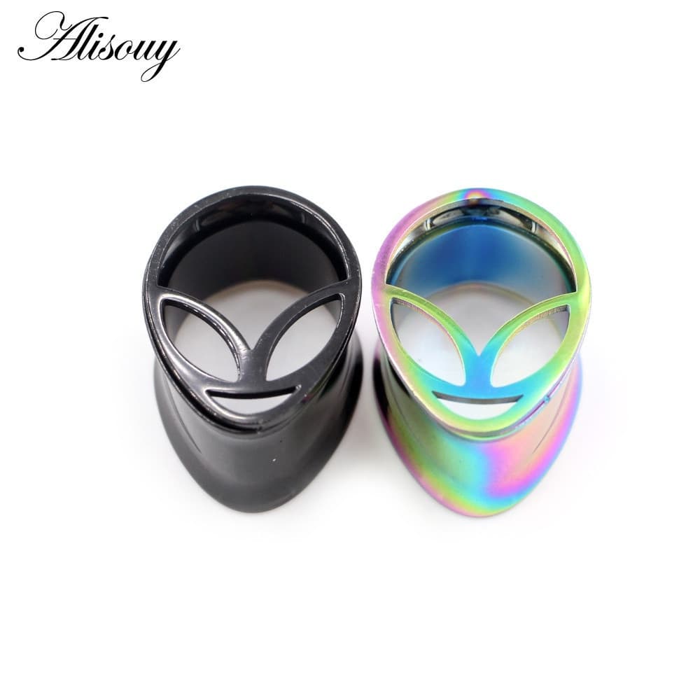 Alisouy 2pcs 8-25mm Túneis De Orelha De Aço Inoxidável Teardrop Face Plugues Expansores Maca Medidores De Perfuração Do