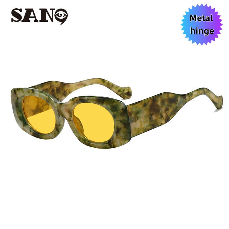 Óculos de Sol Retangulares Grandes Metalcod Hinge (San9) 2026 Nova Moda com Proteção UV JCC5