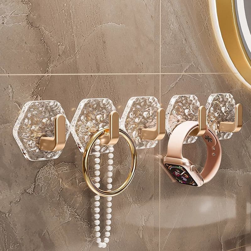 Gancho adesivo sem perfuração, luz de luxo, gancho ondulado de água, Super pegajoso, porta de banheiro, gancho traseiro,