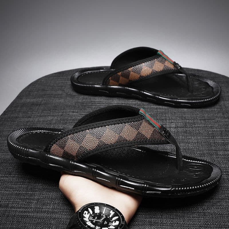 Chinelos de alto valor masculinos na moda frito rua chinelos masculinos 2023 exterior Wear rufião bonito antiderrapante