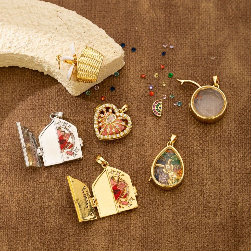Pingente de Vidro em Forma de Cesto de Flores Abrível, Porta-Fotos Oco, Acessórios para Fazer Colares DIY EPHO