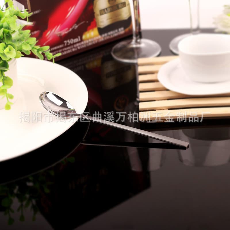 Simples de aço inoxidável alça longa pauzinhos colher conjunto talheres restaurante comercial alça longa estilo coreano